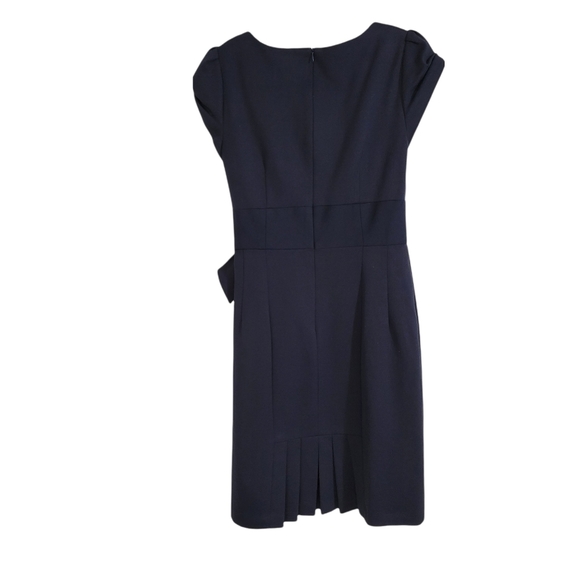 Nanette Lepore Navy Blue Sweetheart Illusion Bow Accent Sheath Dress - Picture 7 of 11